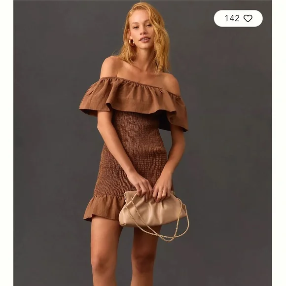 anthropologie brown strapless dress New Anthropologie Brown Strapless Embroidered "Honeyhouse Dress" by Ta   The Mustard Dandelion